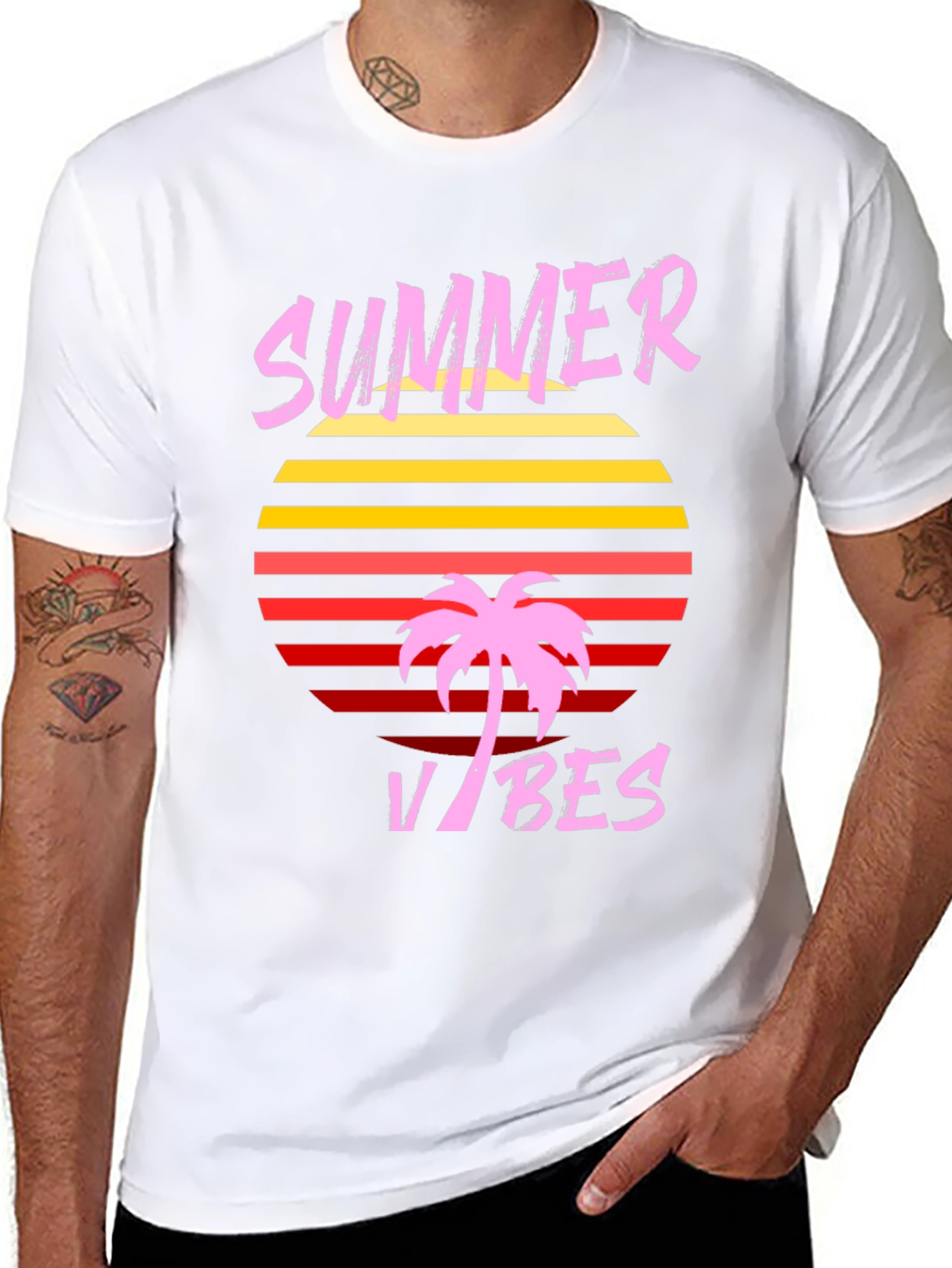 Summer Vibes Graphic T-Shirt - Retro Palm Tree Design