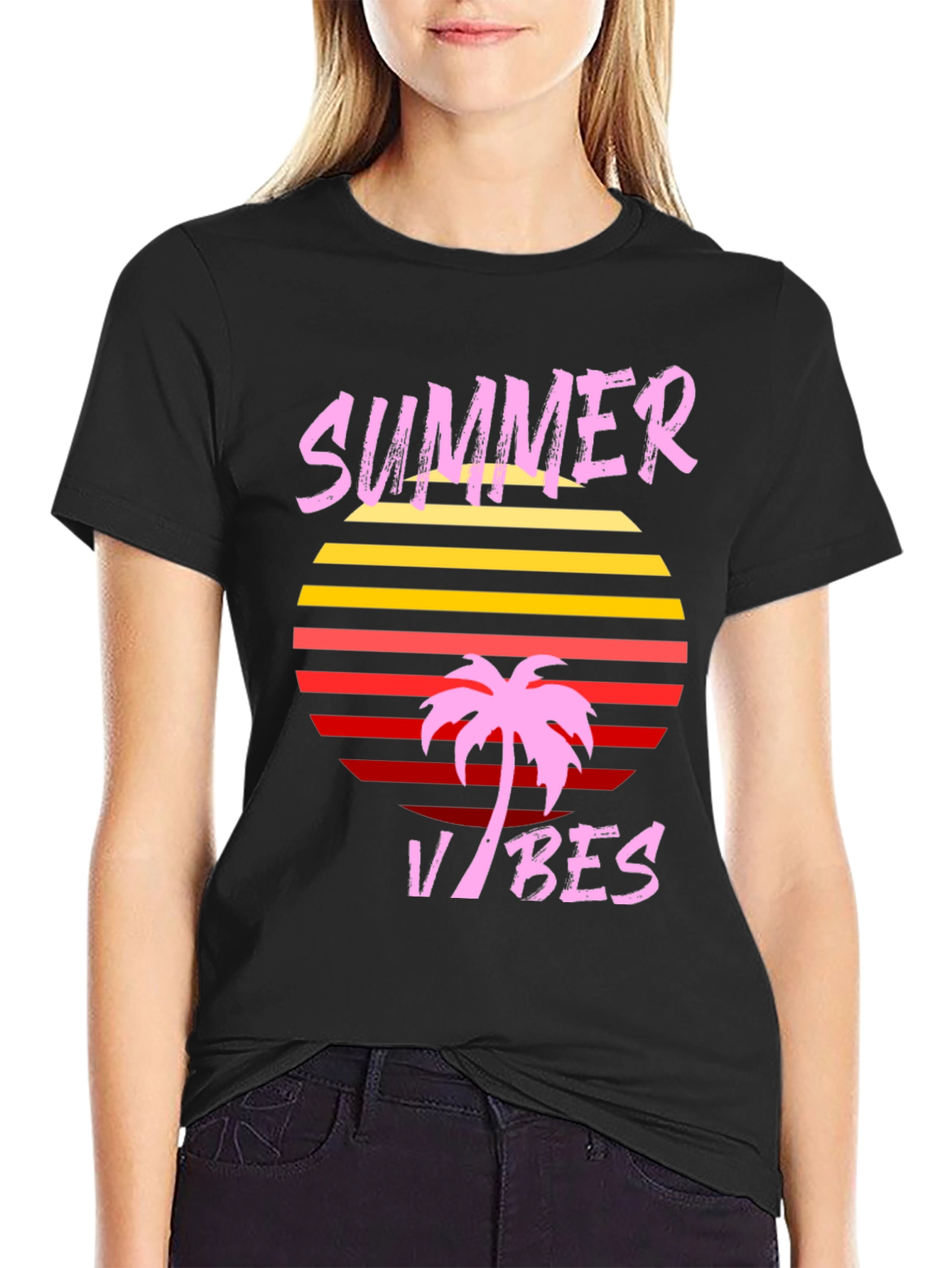 Summer Vibes Graphic T-Shirt - Retro Palm Tree Design