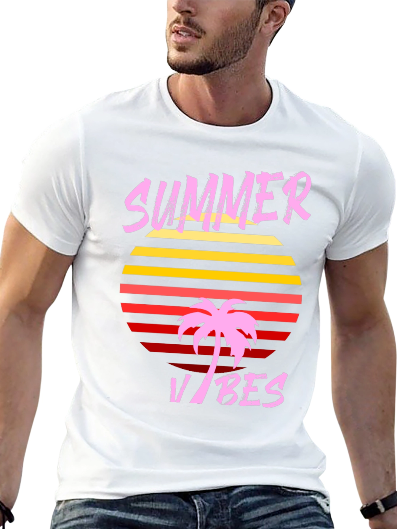 Summer Vibes Graphic T-Shirt - Retro Palm Tree Design