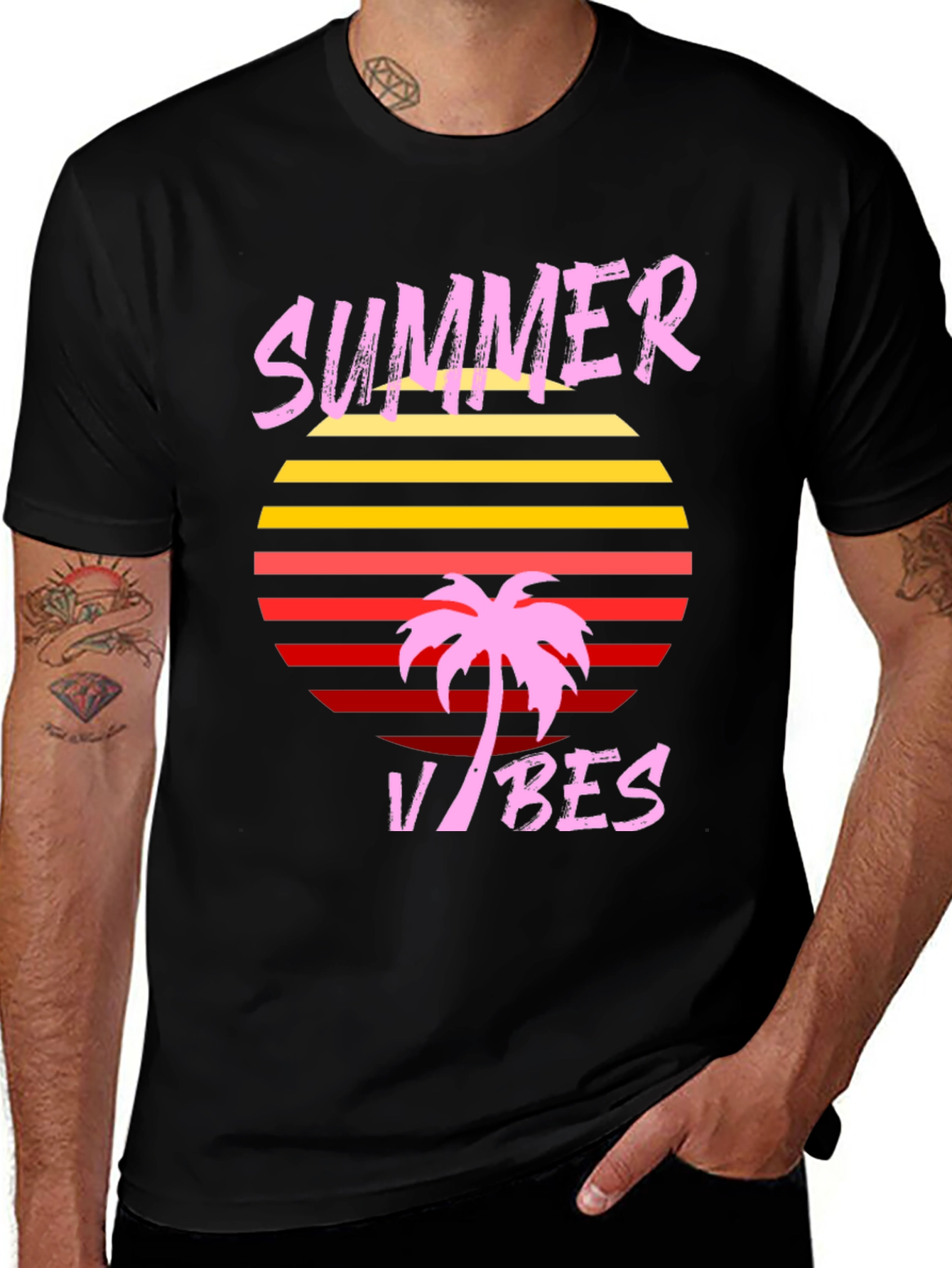 Summer Vibes Graphic T-Shirt - Retro Palm Tree Design