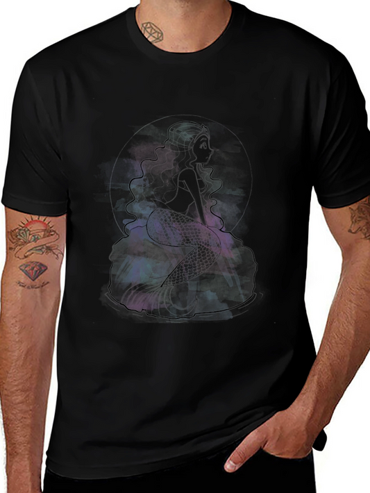 Galaxy Mermaid Graphic Tee - Black
