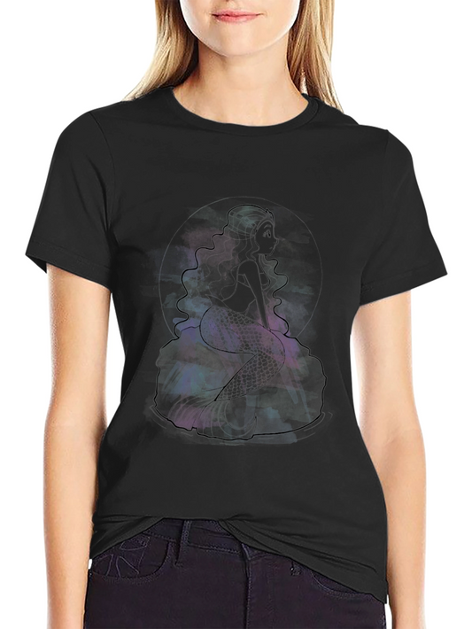 Galaxy Mermaid Graphic Tee - Black