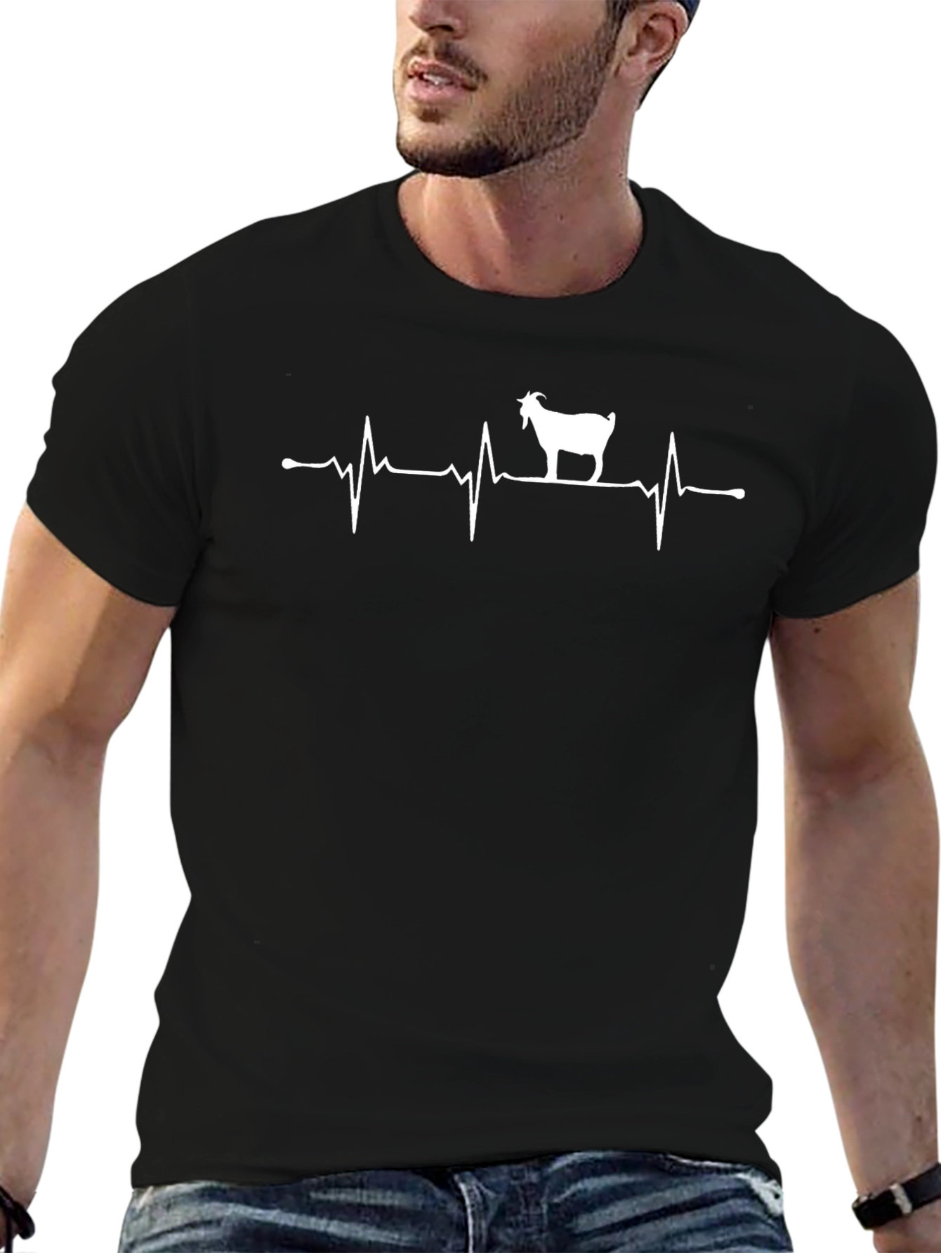 Goat Heartbeat T-Shirt - Black Cotton Tee