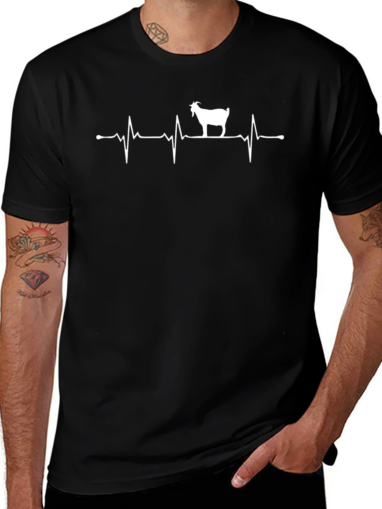 Goat Heartbeat T-Shirt - Black Cotton Tee