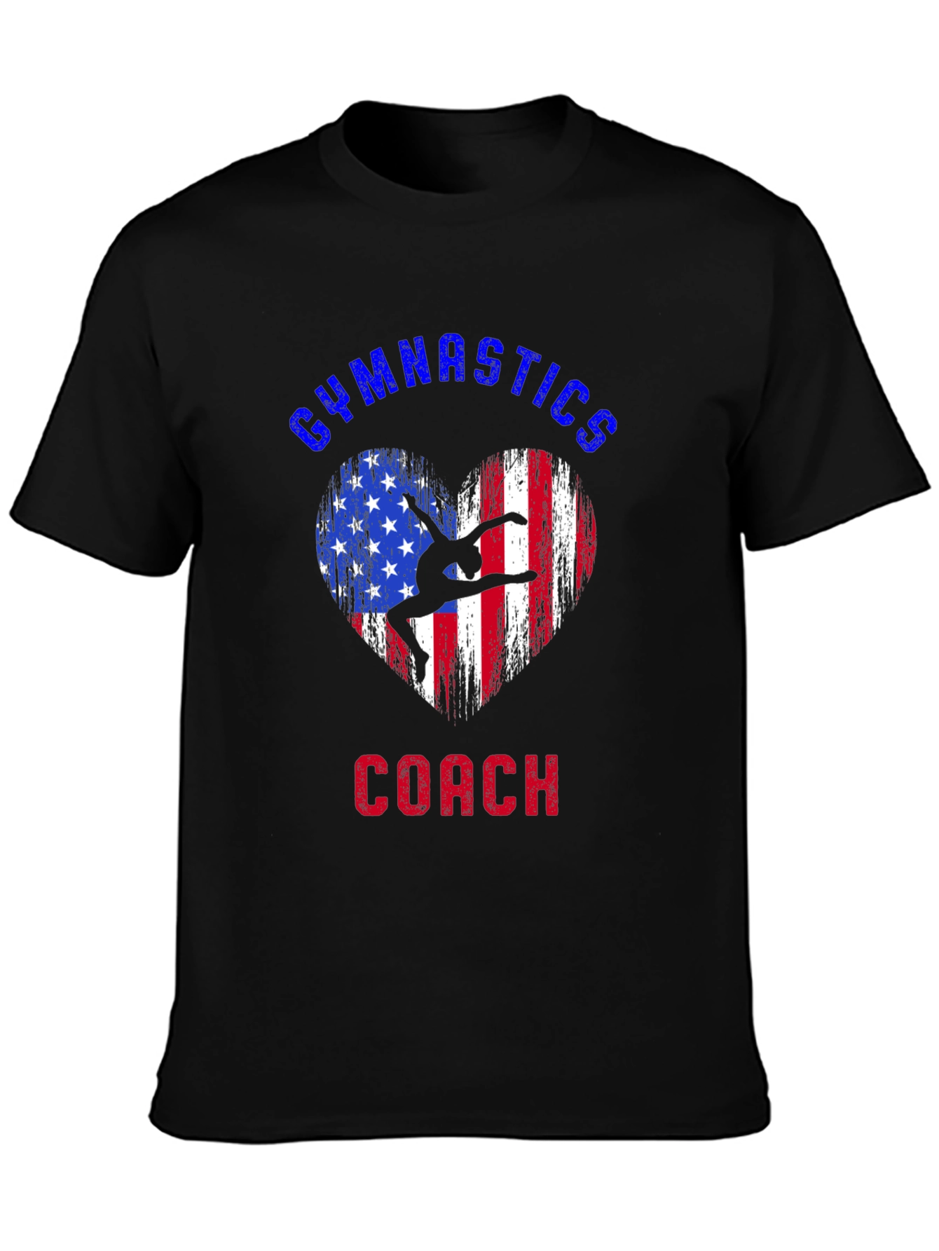 Gymnastics Coach T-Shirt American Flag Heart