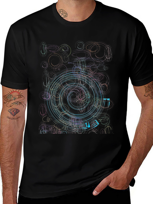 Abstract Circle Graphic Print Black T-Shirt