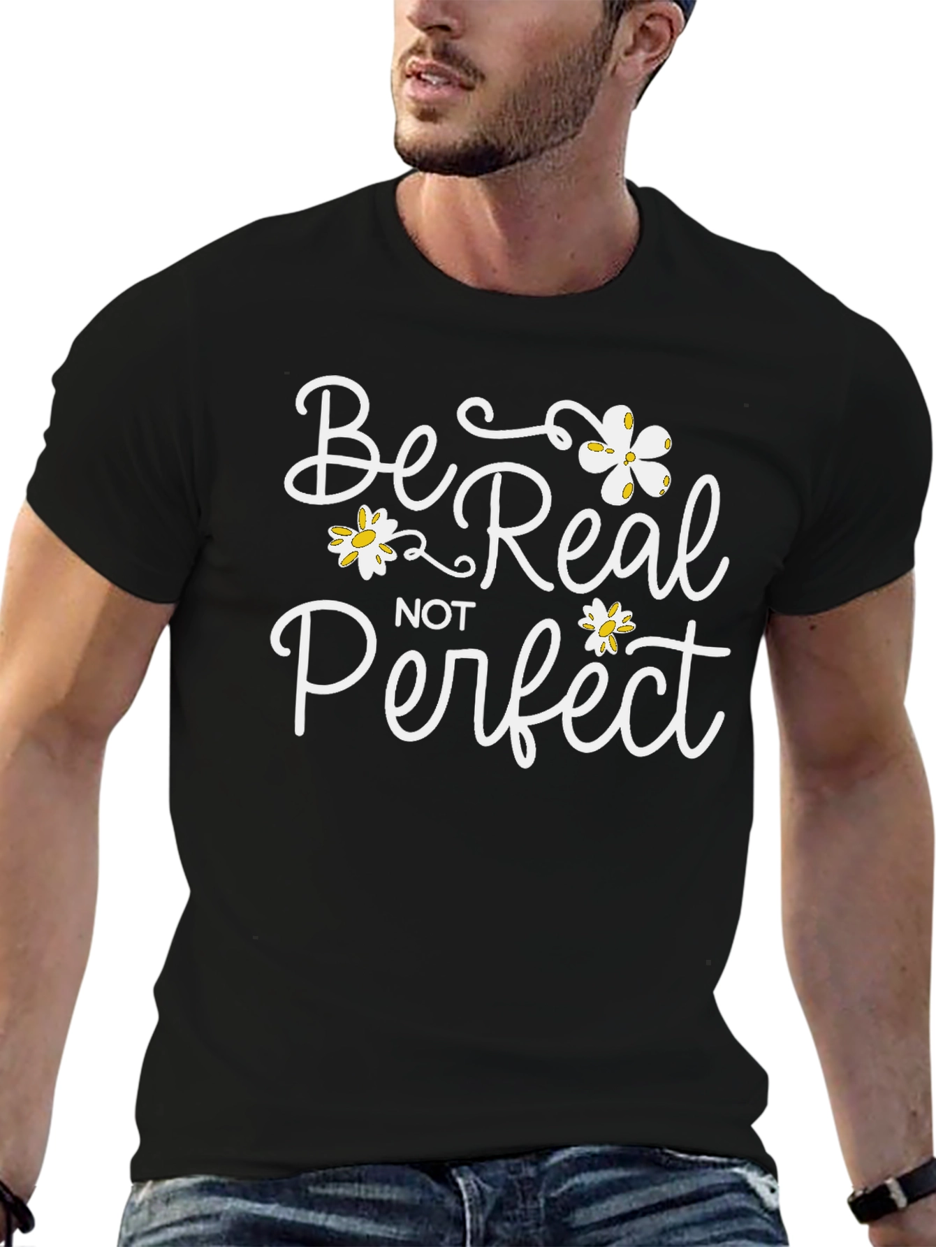 Be Real Not Perfect Black Graphic Tee