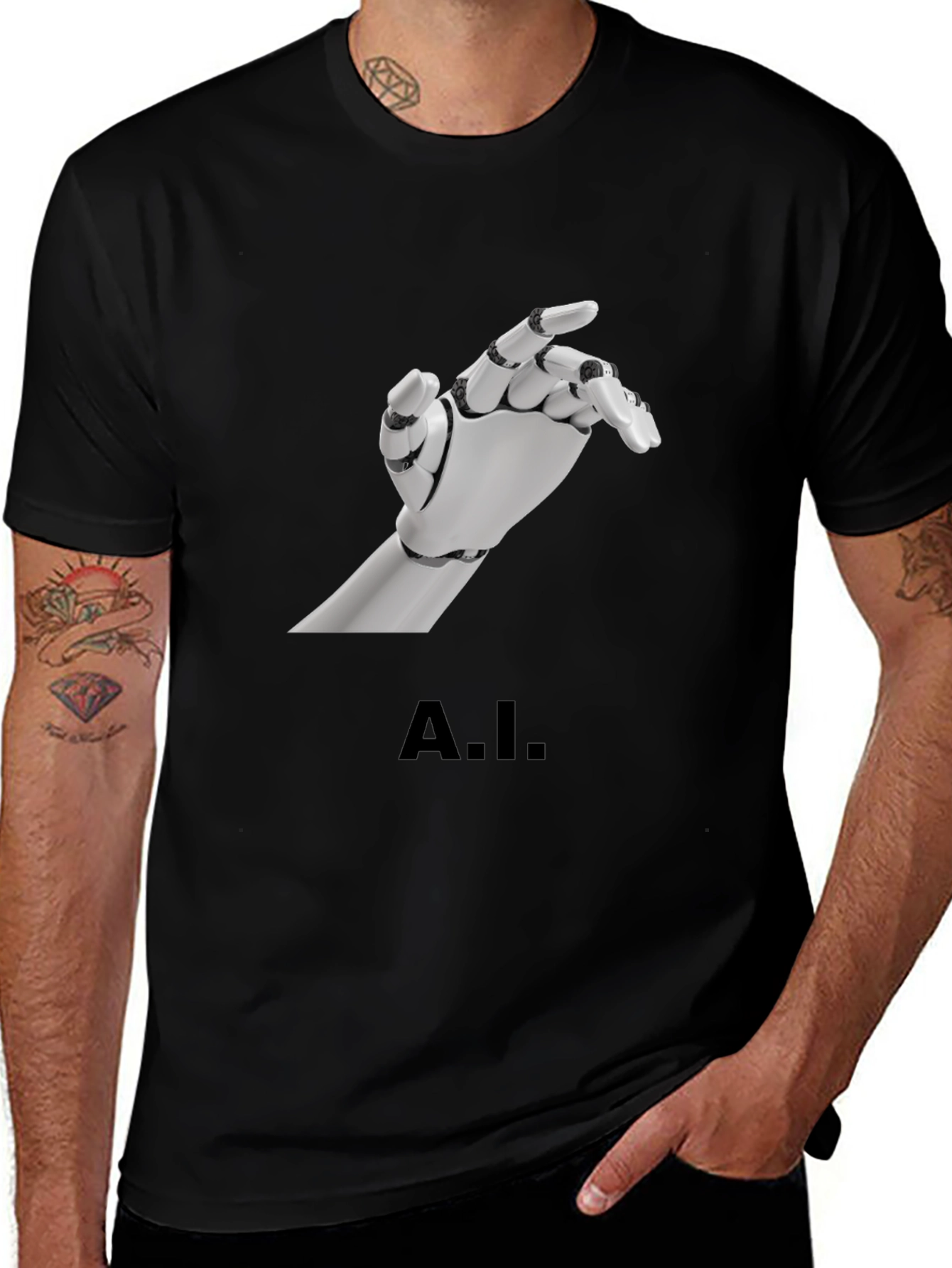 A.I. Robot Hand Graphic T-Shirt - Unique Design