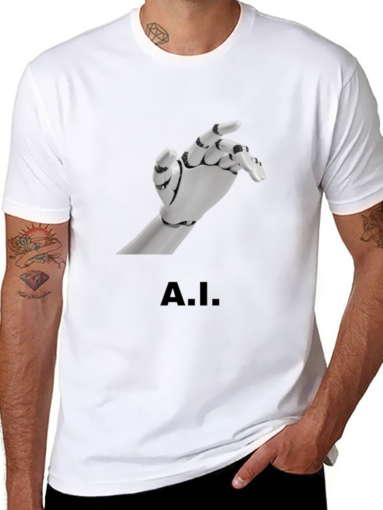 A.I. Robot Hand Graphic T-Shirt - Unique Design