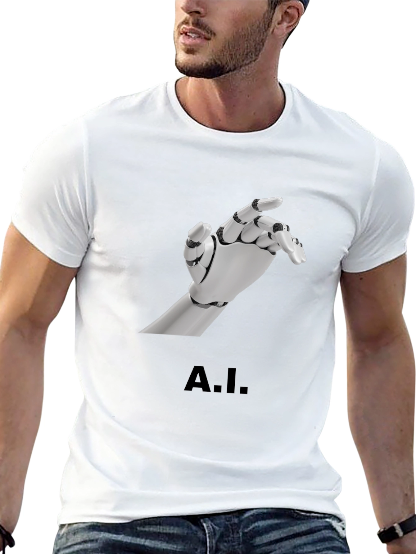 A.I. Robot Hand Graphic T-Shirt - Unique Design