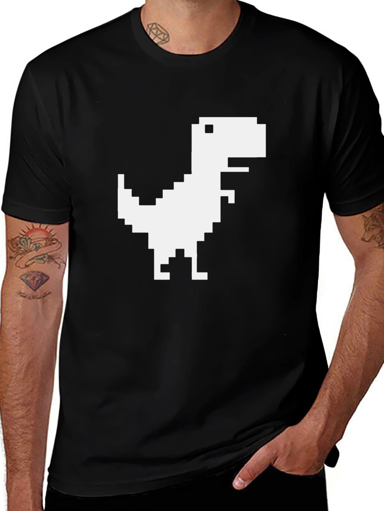 Pixel Dinosaur Black T-Shirt