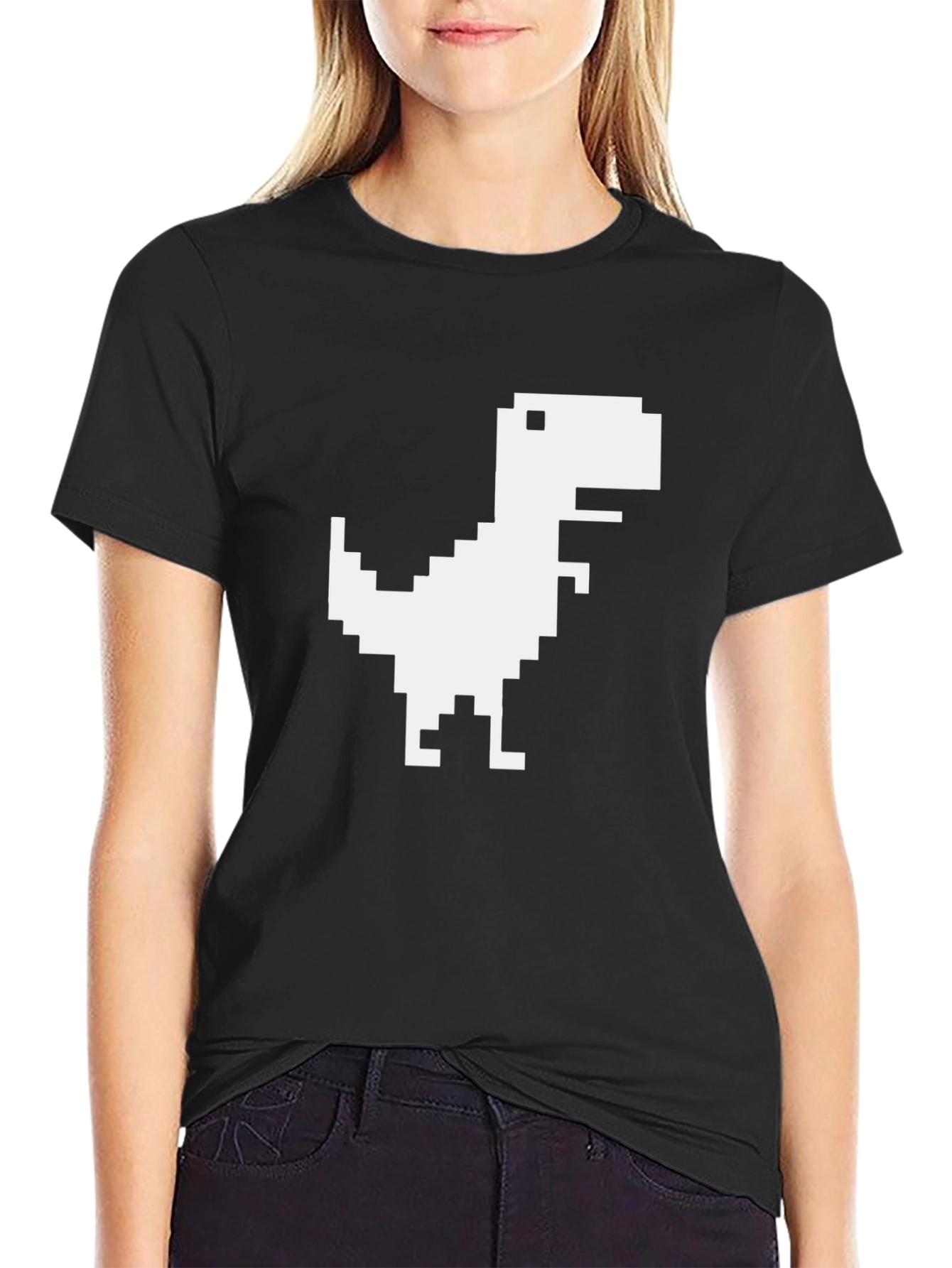Pixel Dinosaur Black T-Shirt