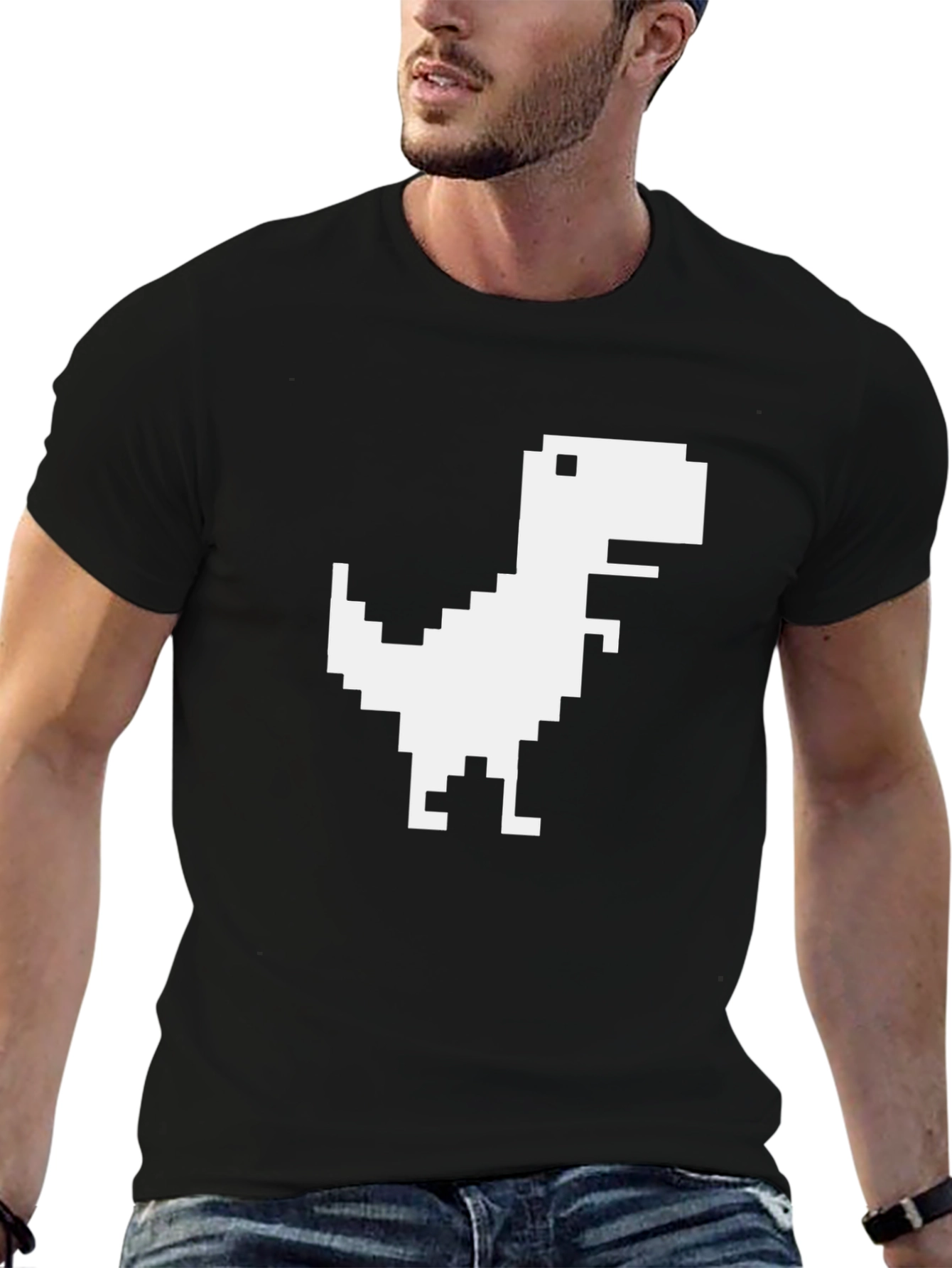 Pixel Dinosaur Black T-Shirt