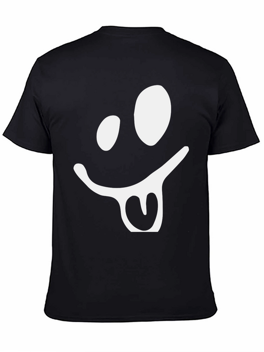 Funny Face Graphic Tee - Black Cotton T-Shirt