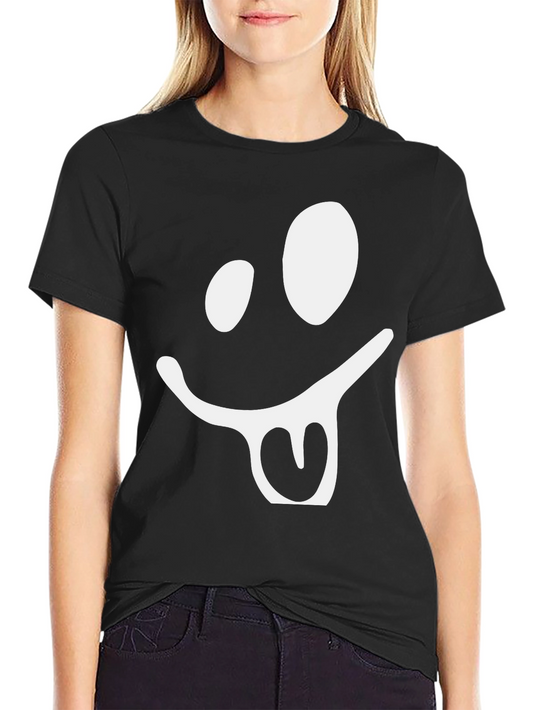 Funny Face Graphic Tee - Black Cotton T-Shirt