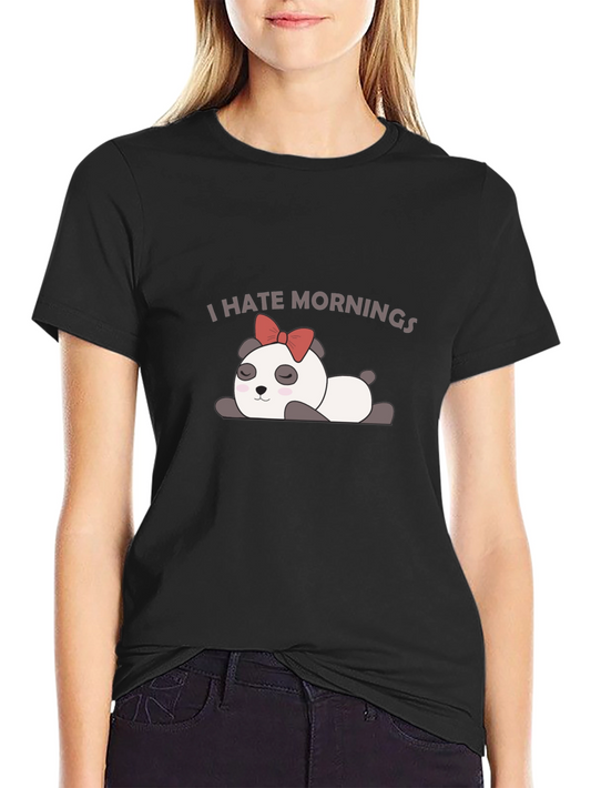 I Hate Mornings Panda Graphic T-Shirt
