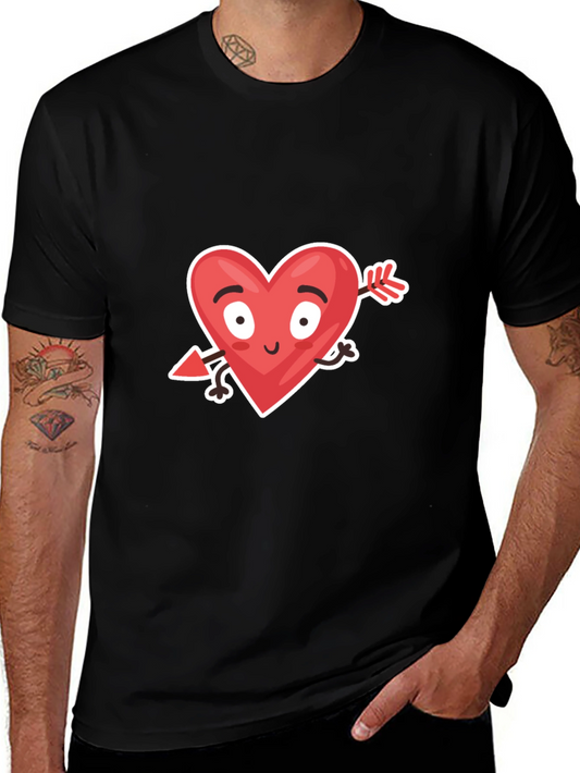 Funny Valentines Day Heart Arrow Black T-Shirt