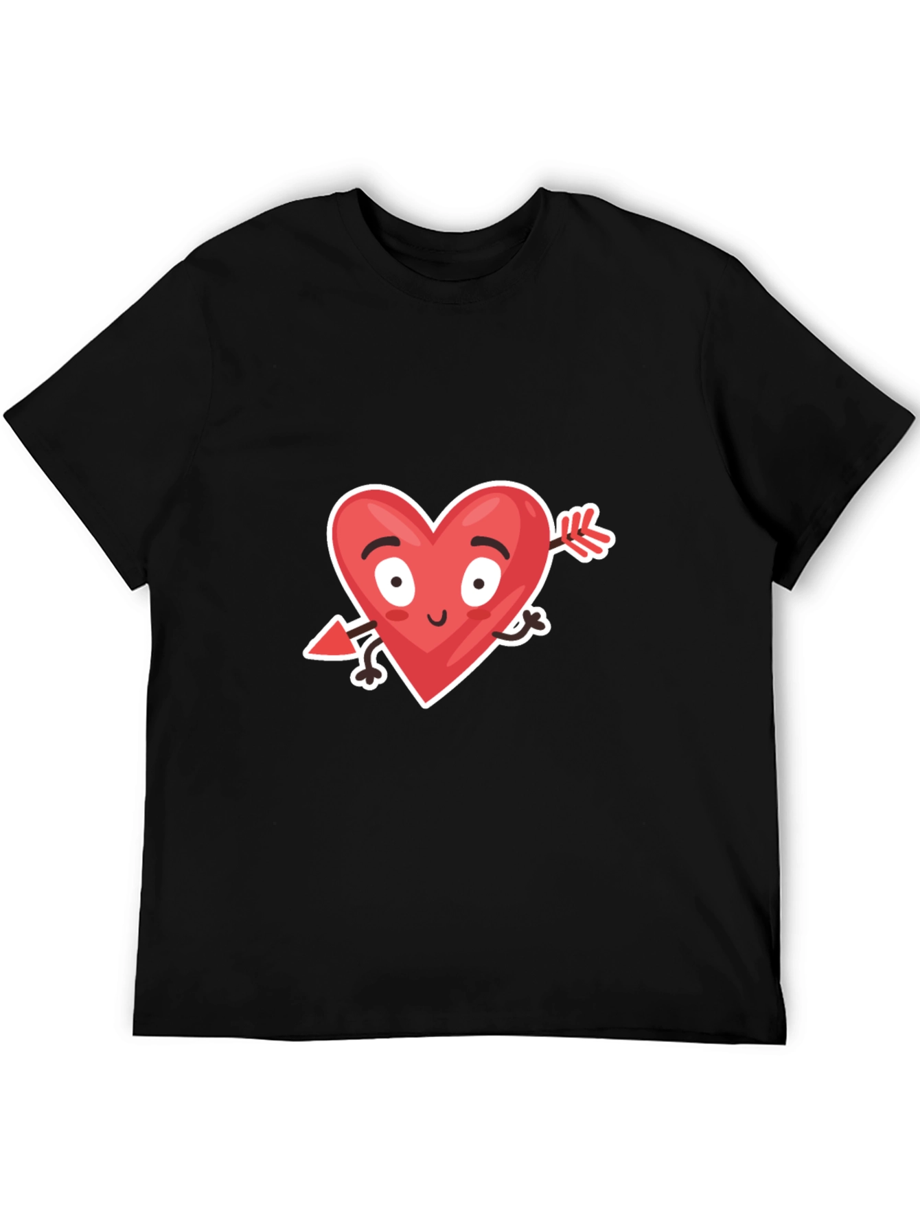 Funny Valentines Day Heart Arrow Black T-Shirt