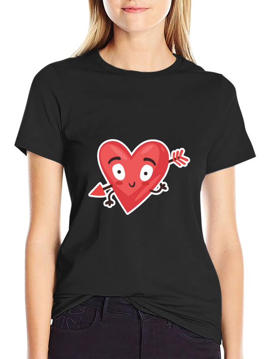 Funny Valentines Day Heart Arrow Black T-Shirt
