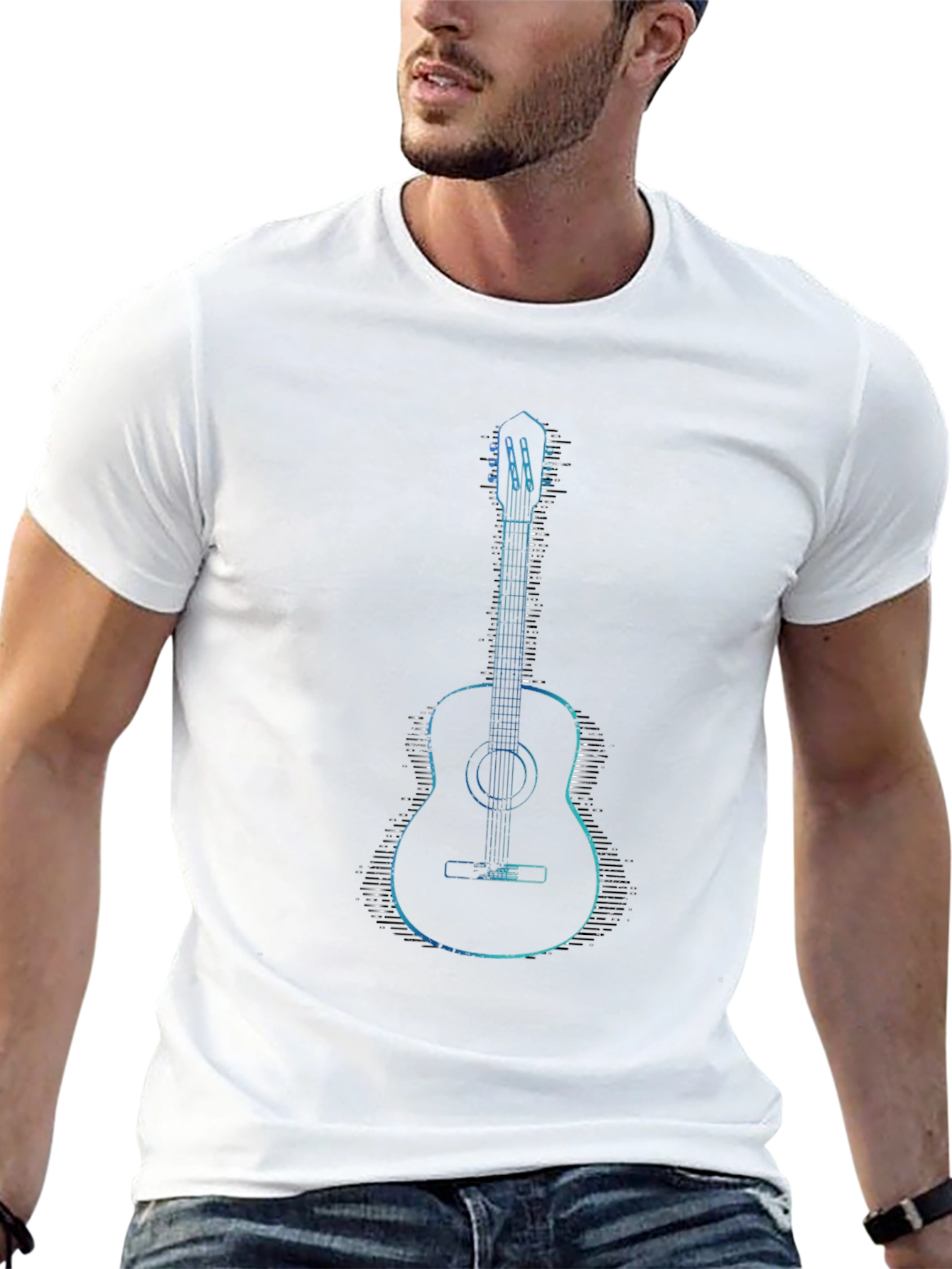 Acoustic Guitar Graphic T-Shirt - Black