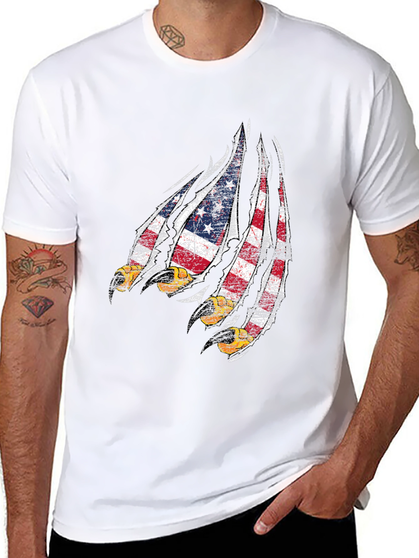 USA Flag Eagle Claw Graphic T-Shirt