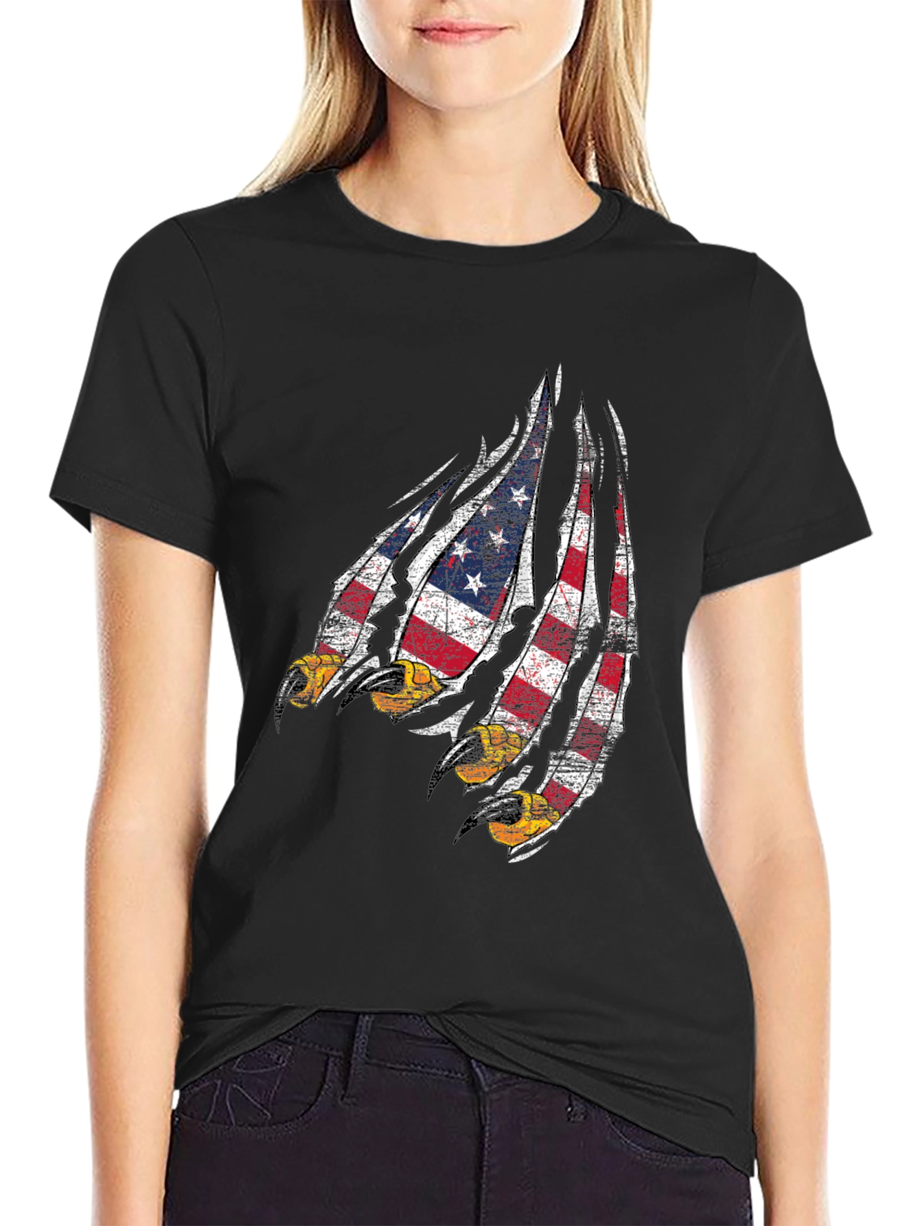 USA Flag Eagle Claw Graphic T-Shirt