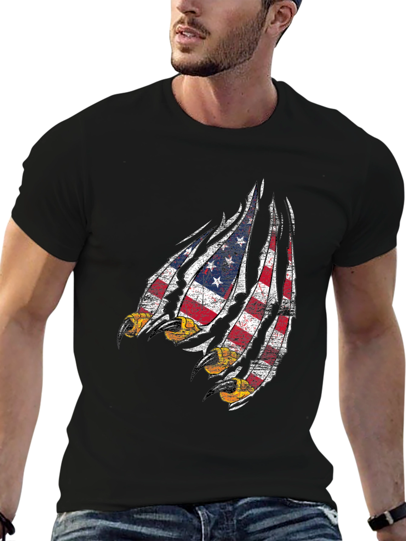 USA Flag Eagle Claw Graphic T-Shirt