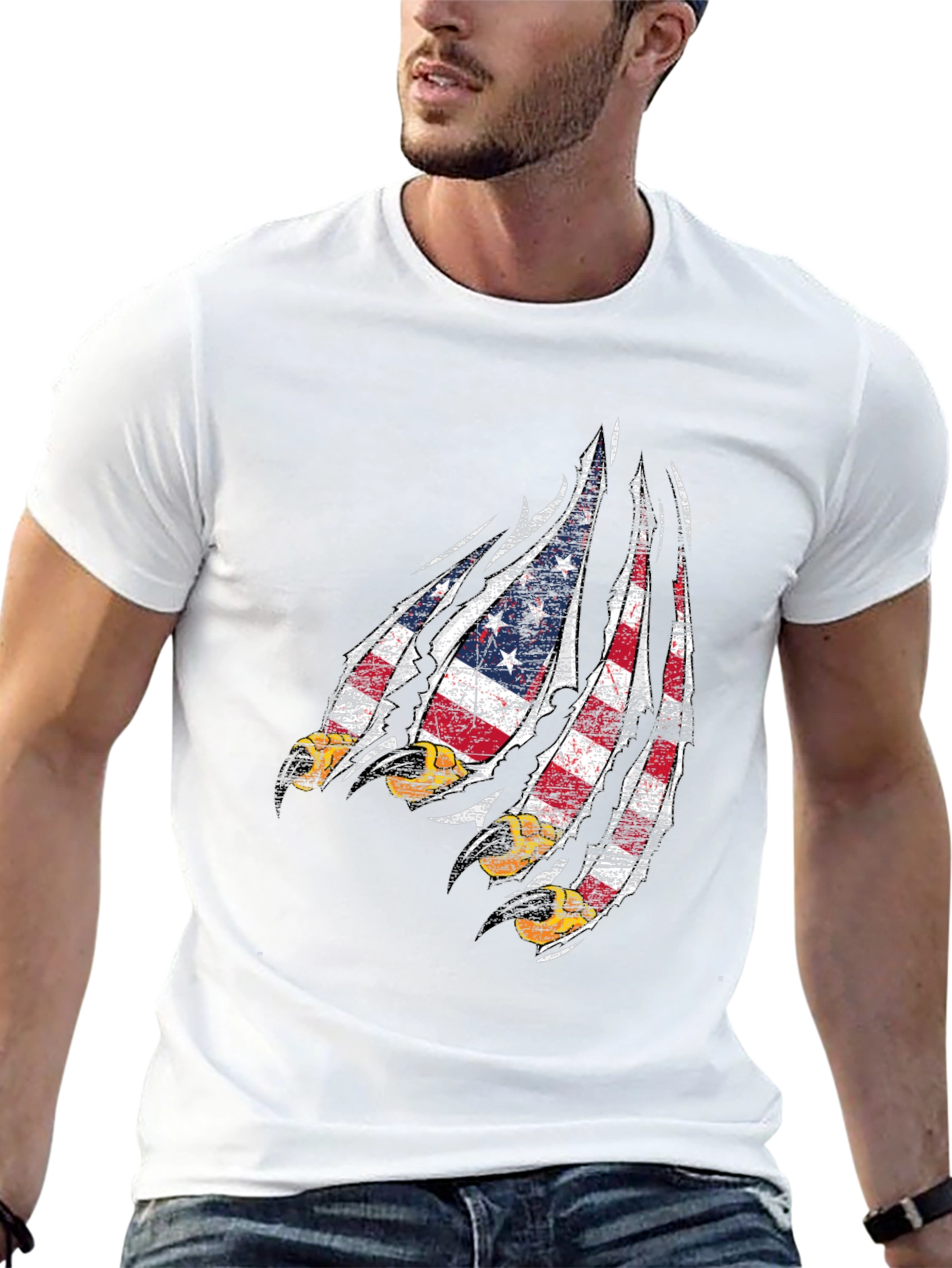 USA Flag Eagle Claw Graphic T-Shirt