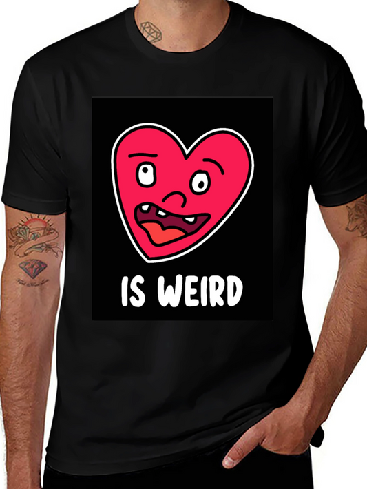 Funny Weird Heart T-Shirt - Black Cotton Tee