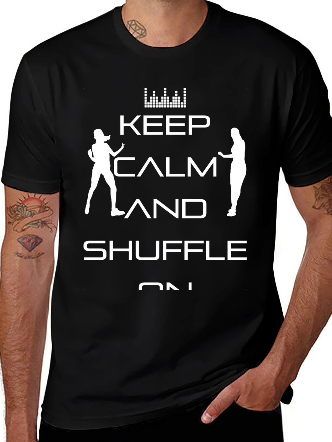 Keep Calm and Shuffle On Black T-Shirt