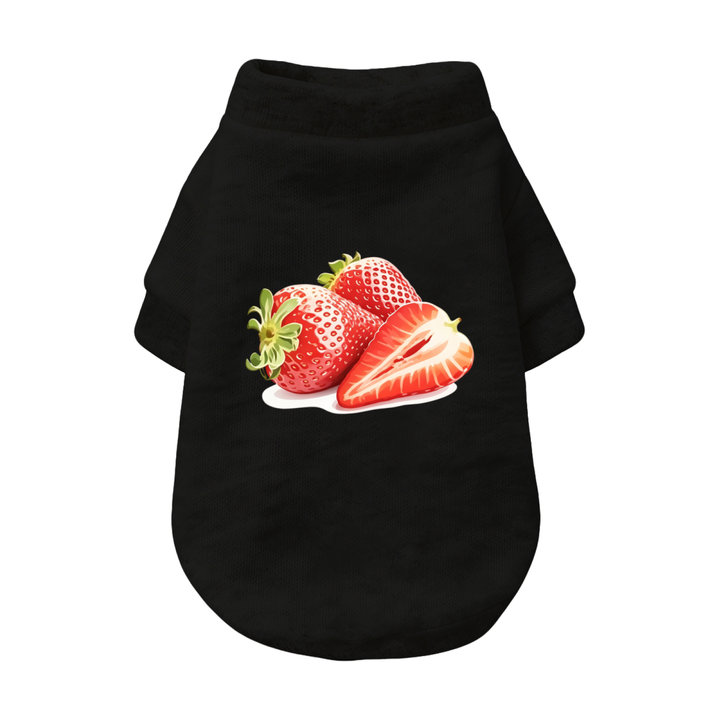 Juicy Strawberry Print Black Pet Cardigan Sweater
