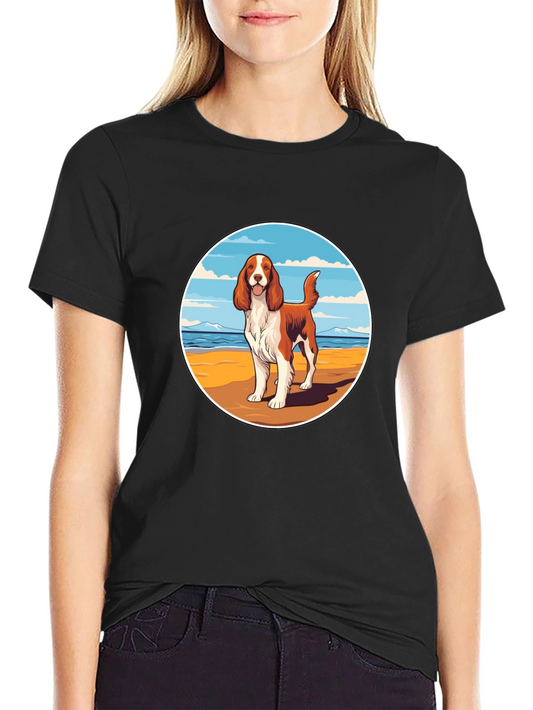 Dog Beach Scene Graphic Tee - Unisex Black T-Shirt