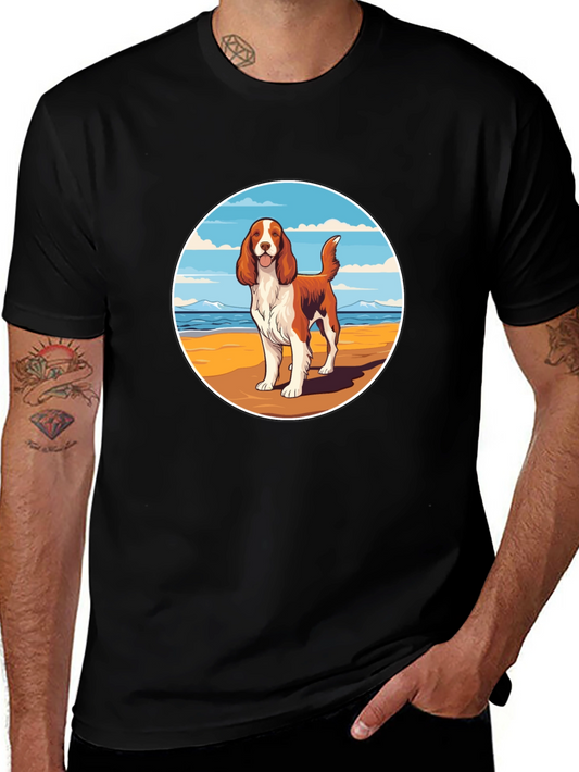 Dog Beach Scene Graphic Tee - Unisex Black T-Shirt