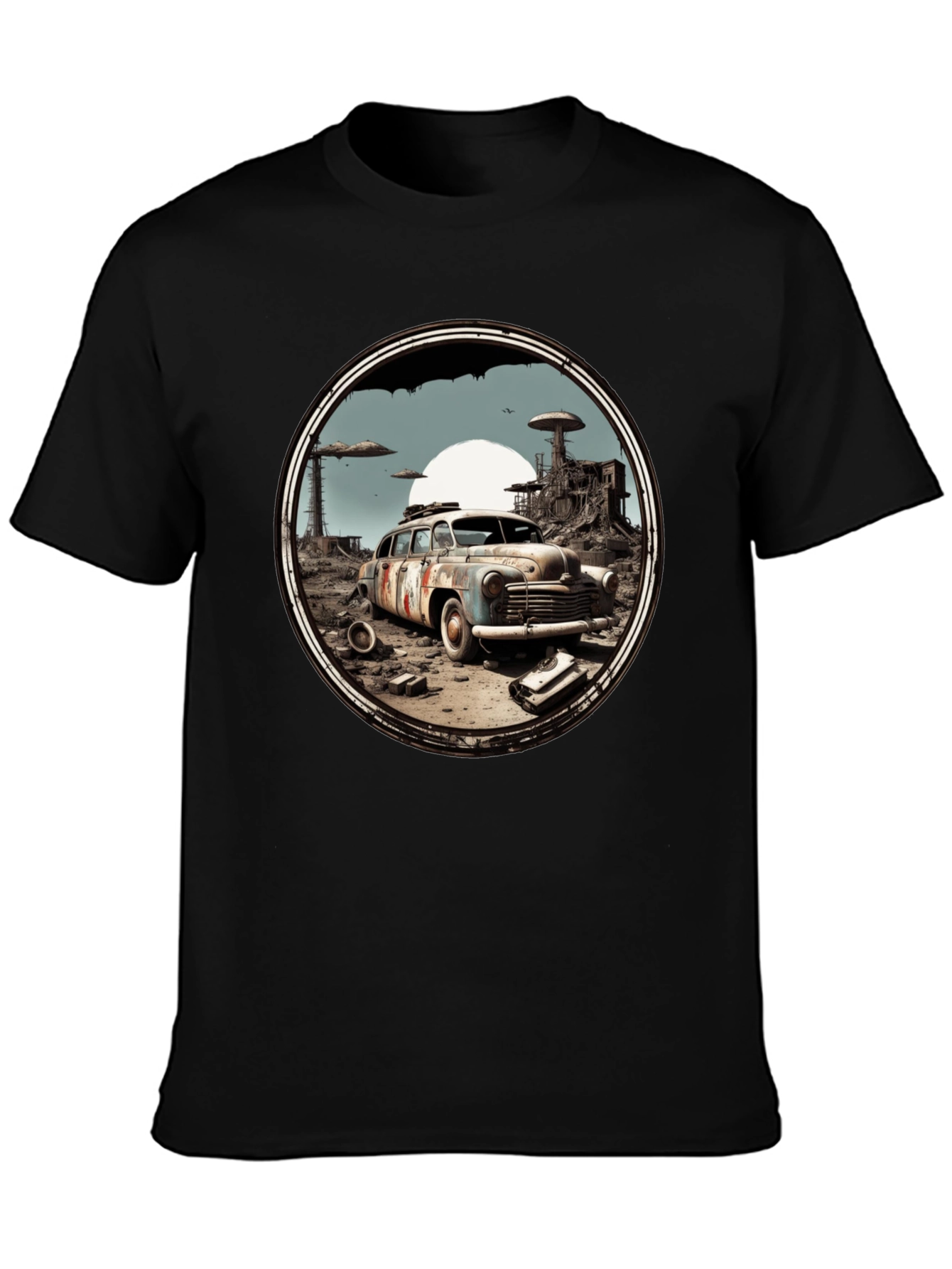 Post-Apocalyptic Car Graphic Tee - Black