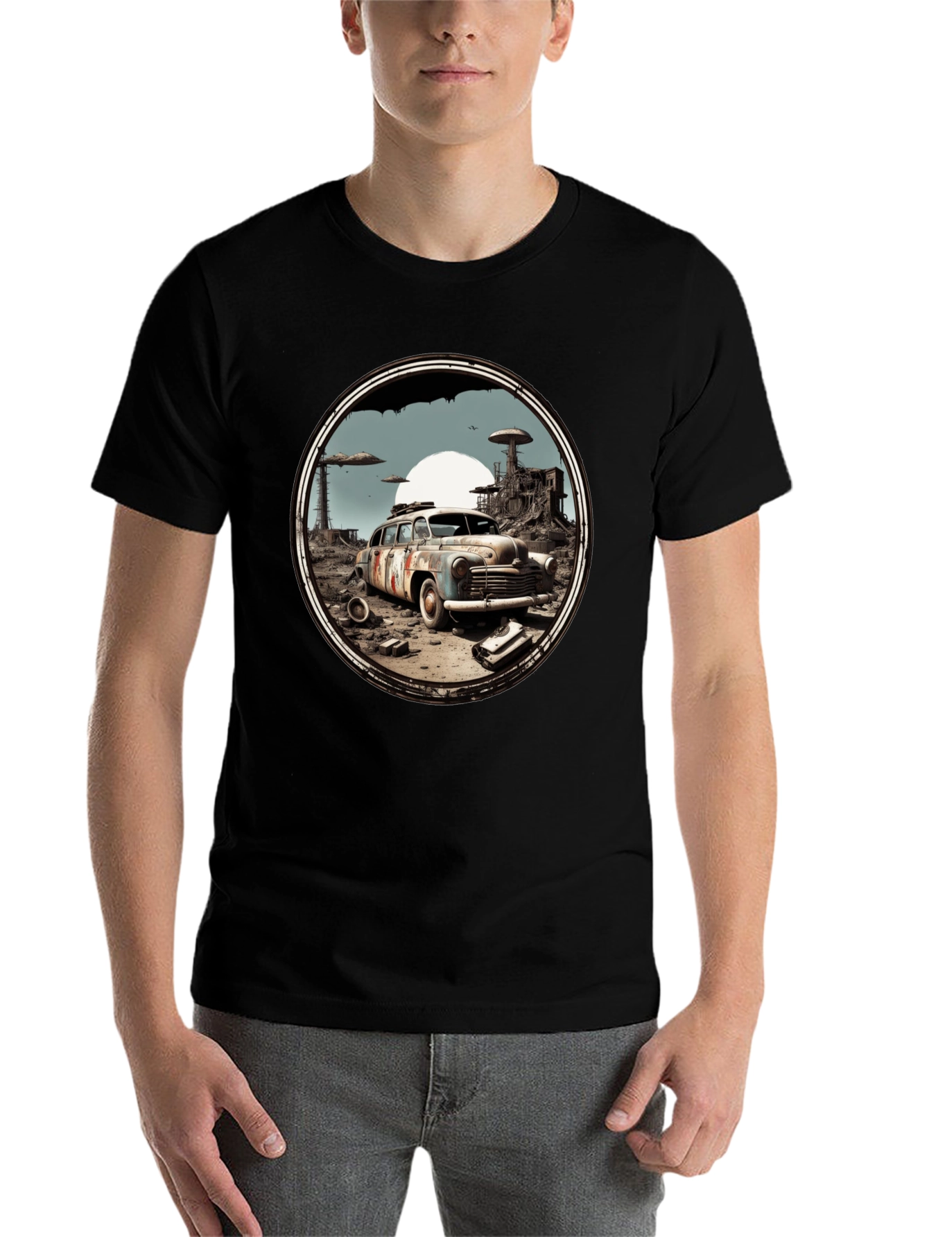 Post-Apocalyptic Car Graphic Tee - Black