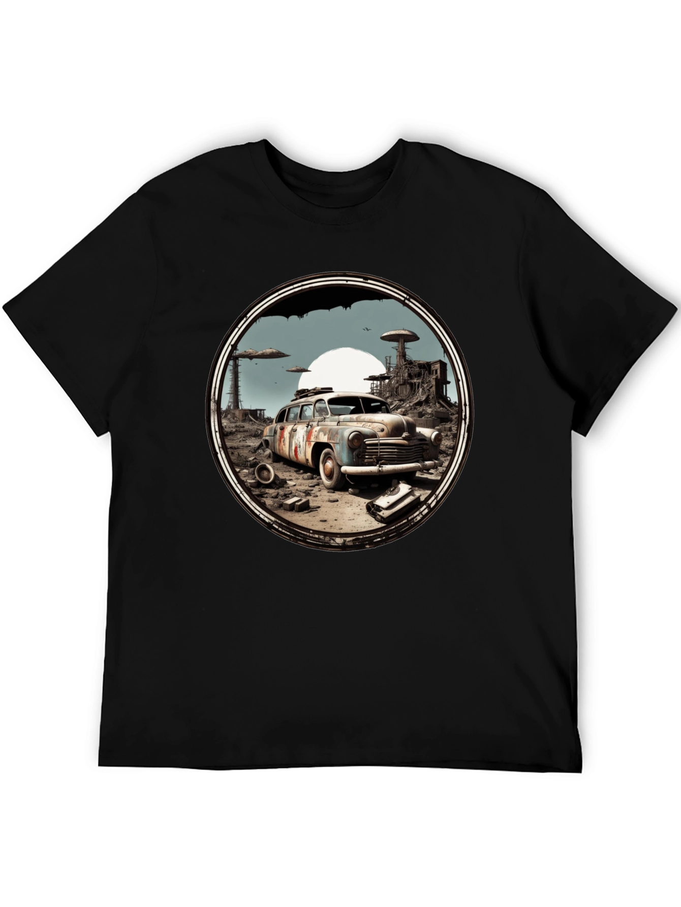 Post-Apocalyptic Car Graphic Tee - Black