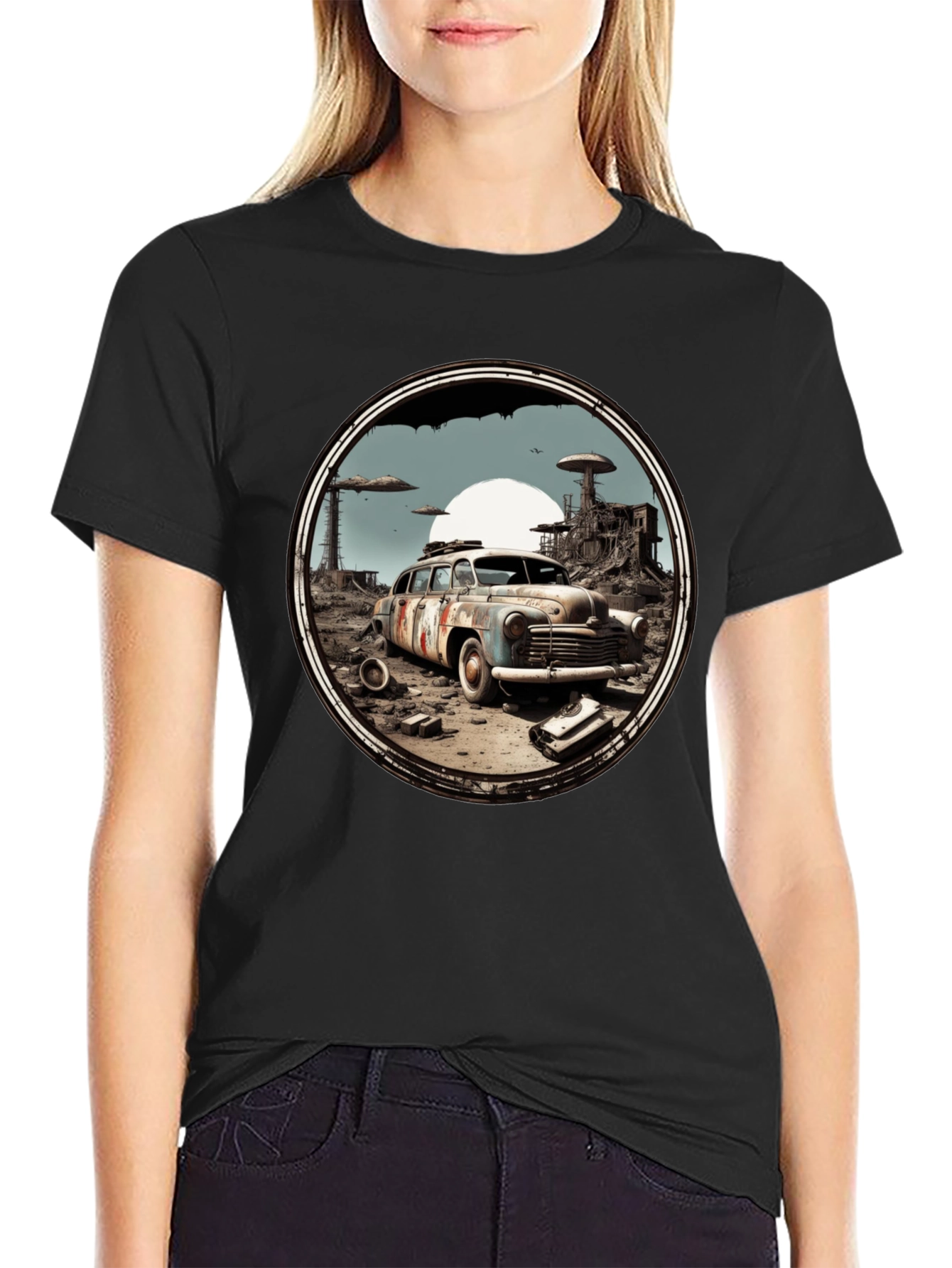 Post-Apocalyptic Car Graphic Tee - Black