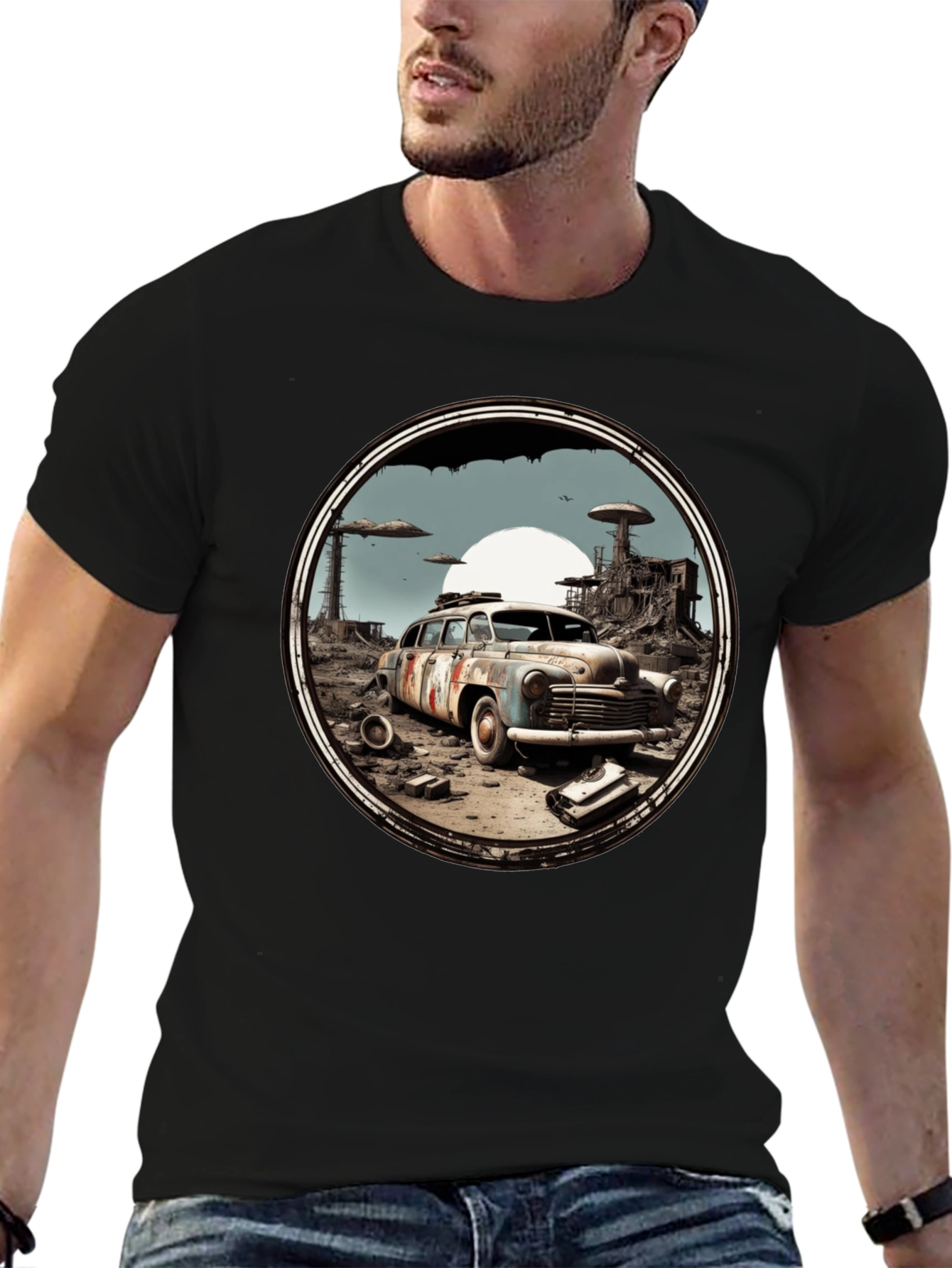 Post-Apocalyptic Car Graphic Tee - Black