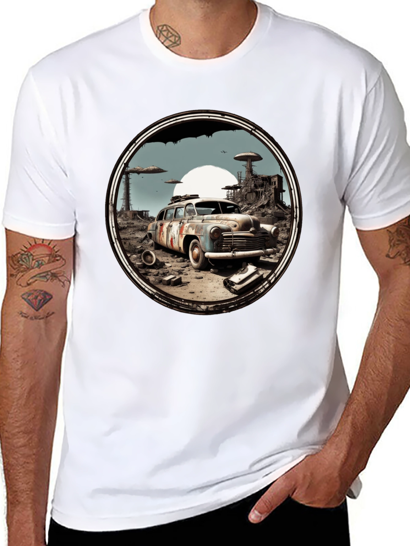 Post-Apocalyptic Car Graphic Tee - Black