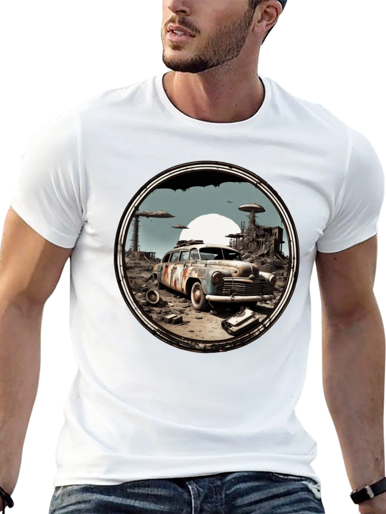 Post-Apocalyptic Car Graphic Tee - Black