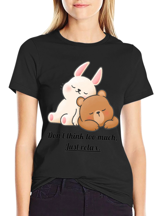 Cute Cartoon Bunny & Bear Relax T-Shirt