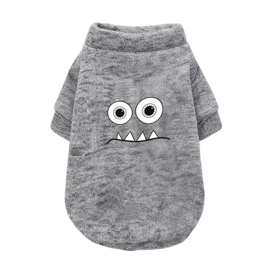 Minimal Sharp Tooth Monster Simple Gray Pet Cartoon Sweater