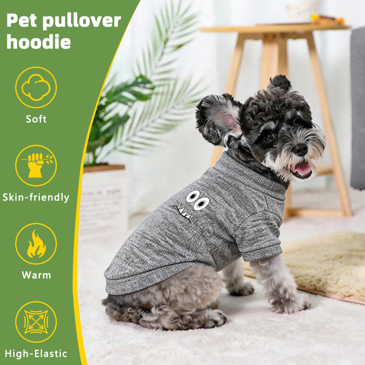 Minimal Sharp Tooth Monster Simple Gray Pet Cartoon Sweater