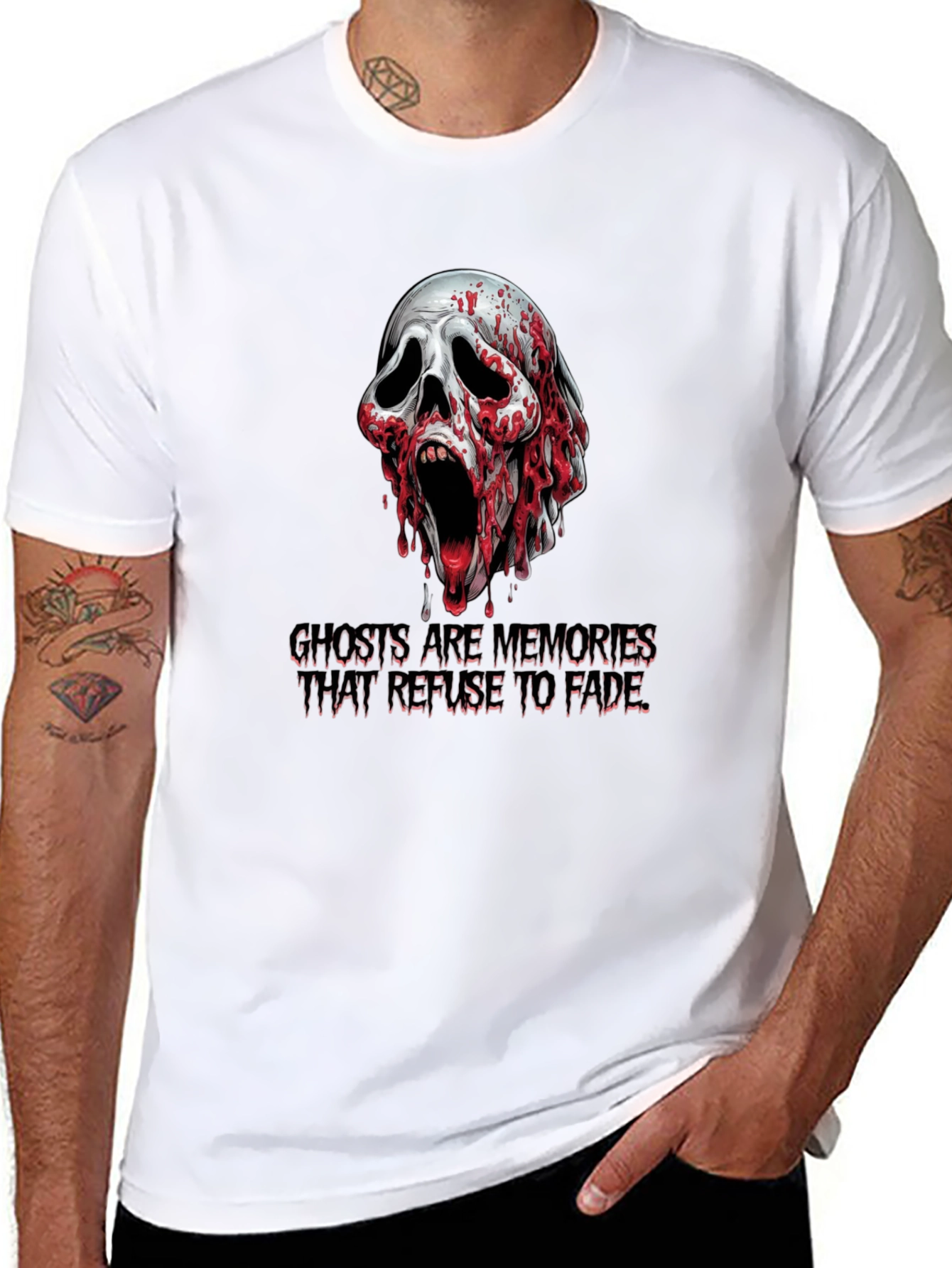 Spooky Skull Graphic Tee: Ghosts Are Memories