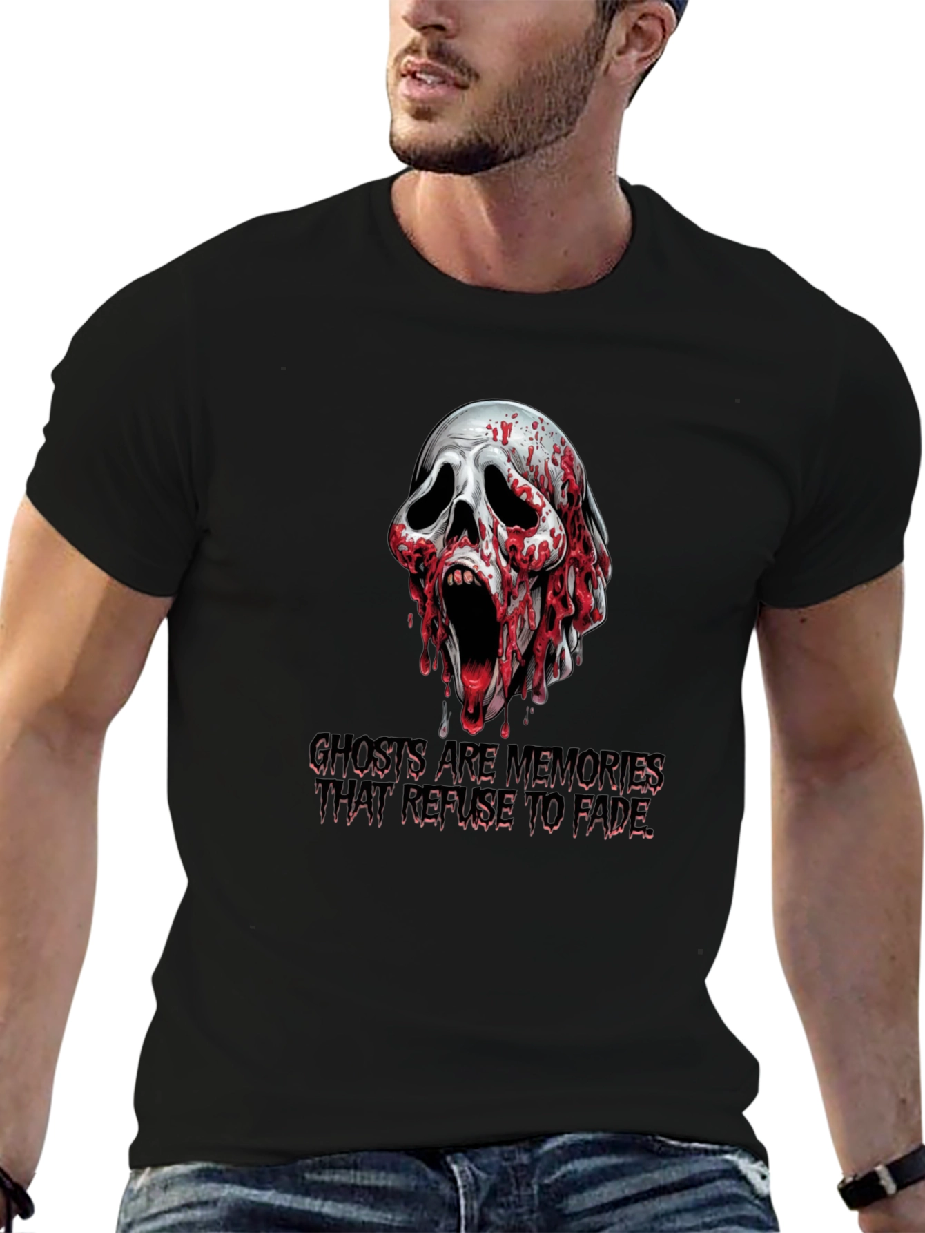 Spooky Skull Graphic Tee: Ghosts Are Memories