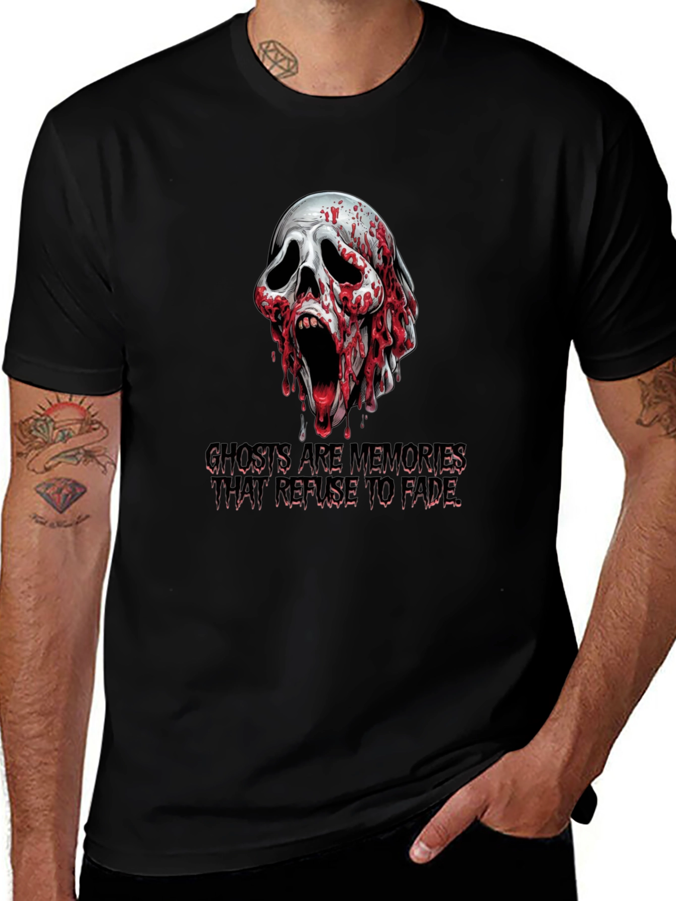 Spooky Skull Graphic Tee: Ghosts Are Memories