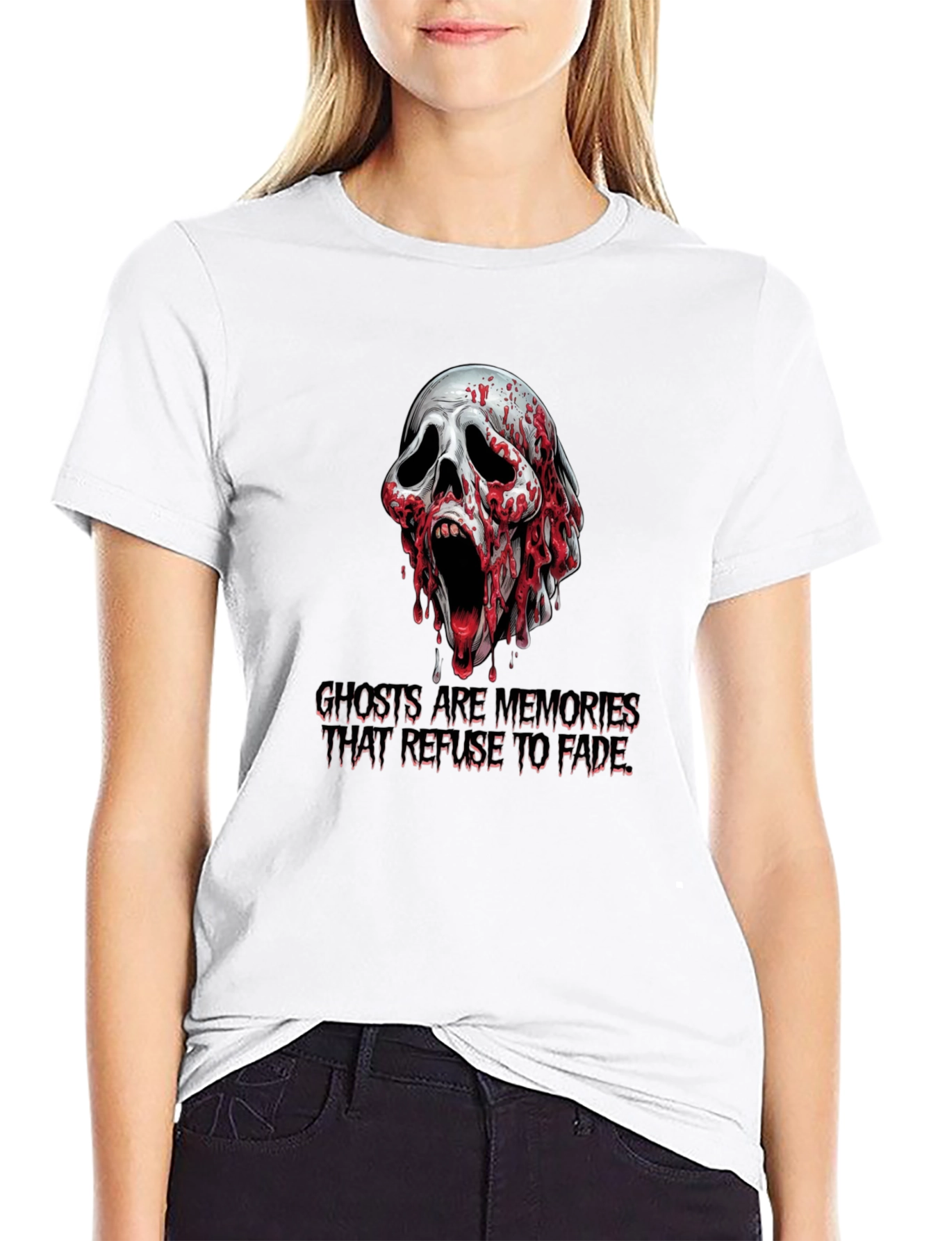Spooky Skull Graphic Tee: Ghosts Are Memories