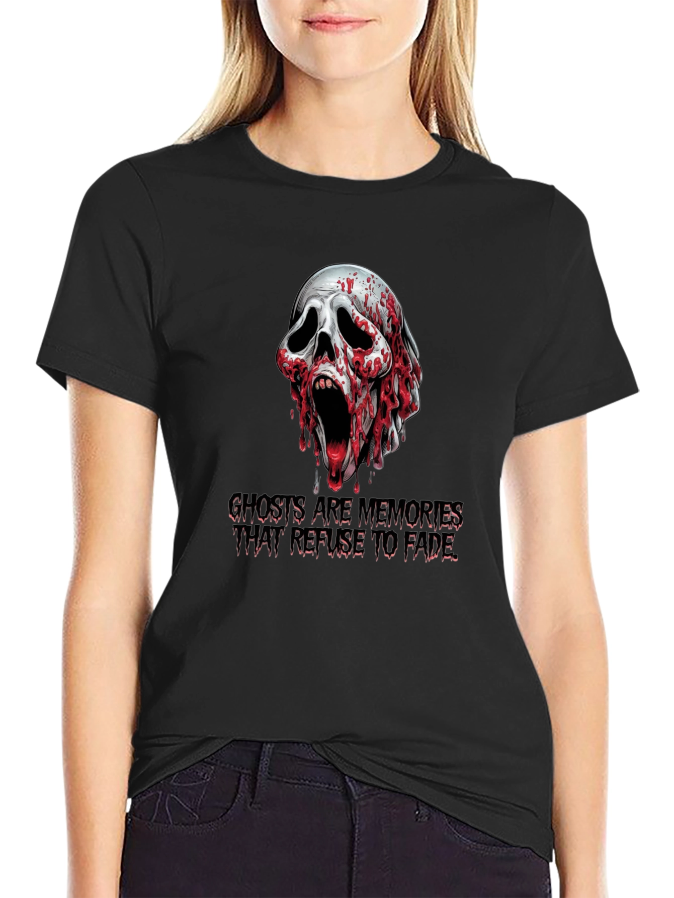 Spooky Skull Graphic Tee: Ghosts Are Memories