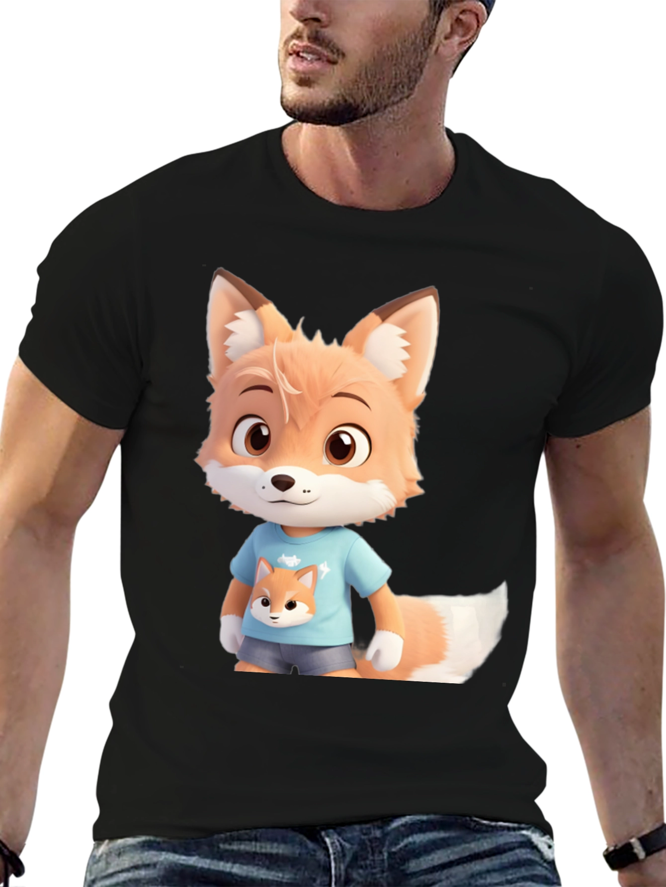 Cute Fox Cartoon Character Graphic Tee