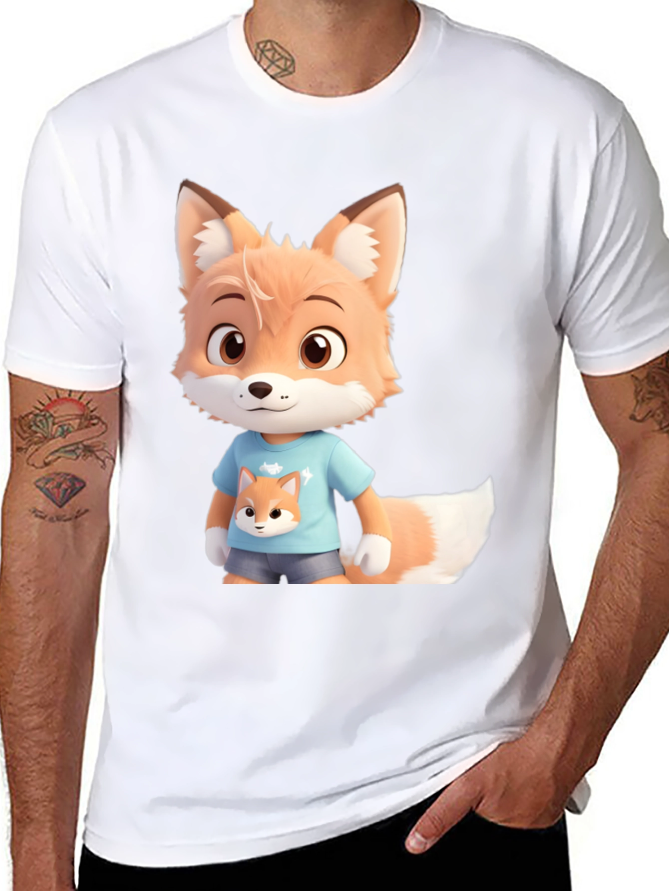 Cute Fox Cartoon Character Graphic Tee